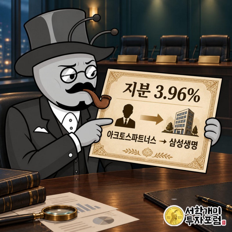 삼성생명 지분 3.96%는 헤이핀이 새로 찍은 주식이 아니라 아크토스파트너스가 보유하던 지분을 넘겨받은 것이다