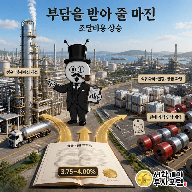 정유와 석유화학은 재고 자금과 설비 자본의 조달비용 상승 영향을 받는다.