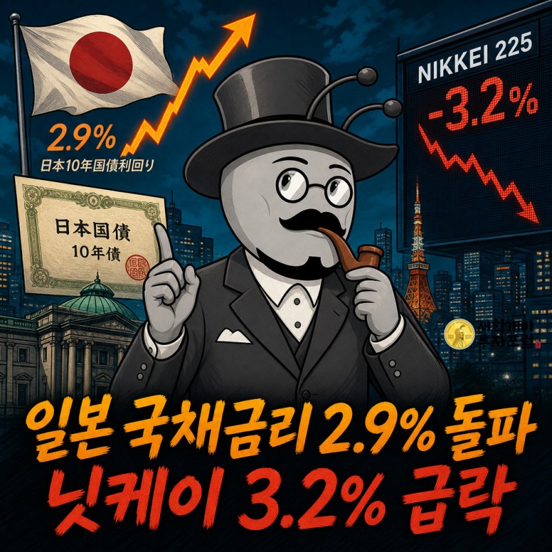 일본 국채금리 2.9% 돌파와 닛케이 3.2% 급락을 분석하는 서학개미 기자