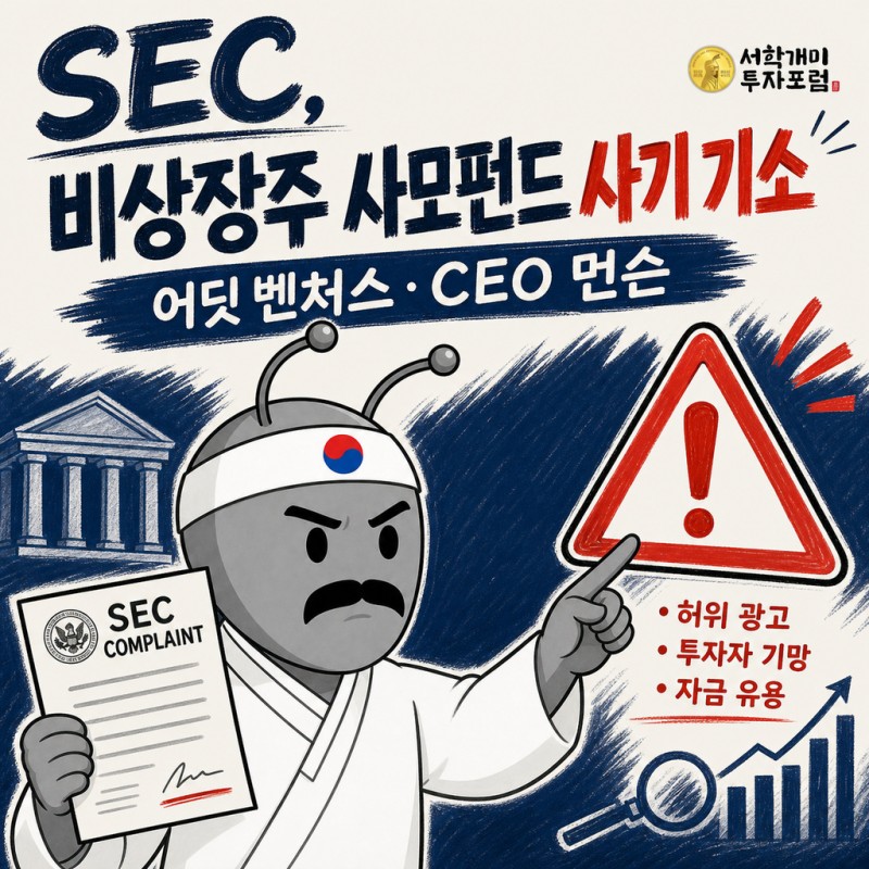 SEC의 비상장주 사모펀드 사기 혐의 기소를 설명하는 동학개미 기자