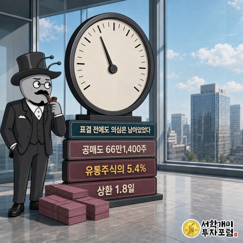 부자개미가 라이브퍼슨 공매도 비율 5.4%를 가리키는 계기판을 의심스러운 눈초리로 들여다보고 있다.