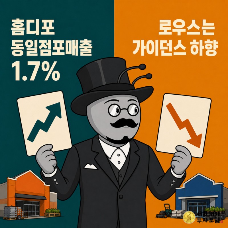 홈디포 동일점포매출 1.7%와 로우스 가이던스 하향을 대비한 서학개미 기자