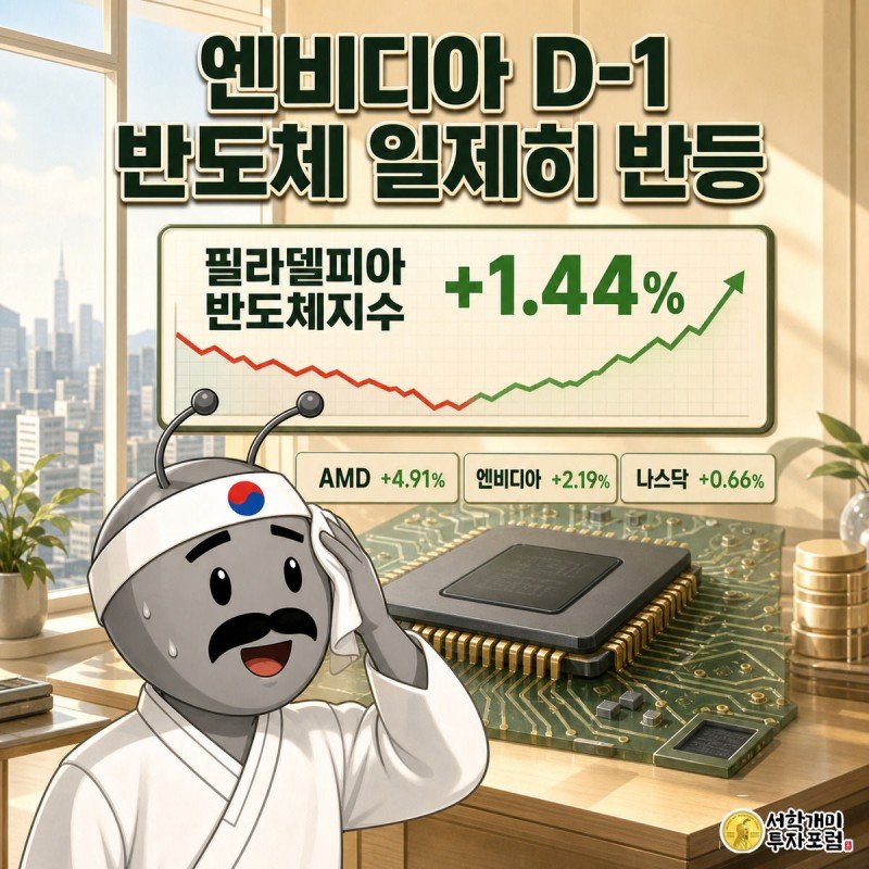 전날 급락했던 반도체주가 반등하며 개미 캐릭터가 안도의 웃음을 짓고, 배경에 초록빛 반도체 칩과 상승 화살표가 떠 있는 커버 일러스트.