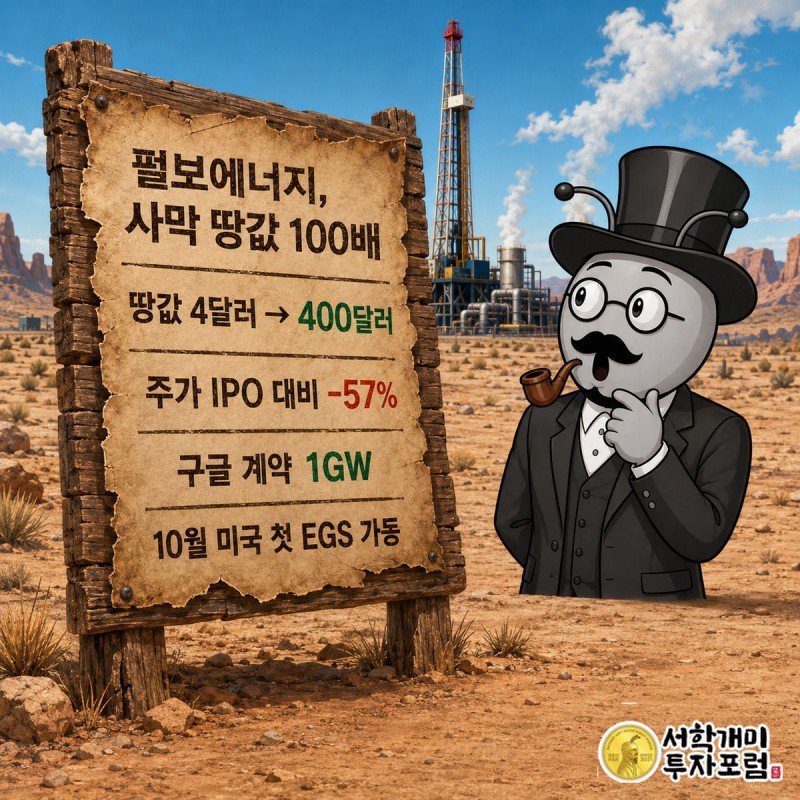 유타 사막의 낡은 땅문서 팻말 숫자가 4달러에서 400달러로 바뀐 것을 부자개미가 놀란 표정으로 바라보는 표지 이미지