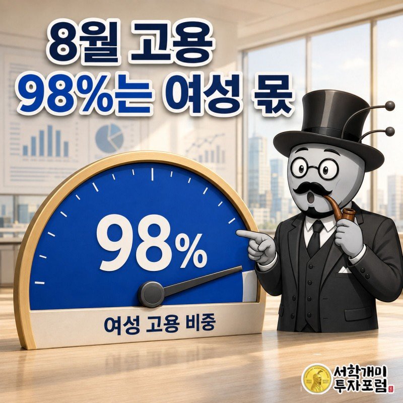 대형 게이지 바늘이 98% 여성 쪽을 완전히 가리키자 개미가 놀라는 모습