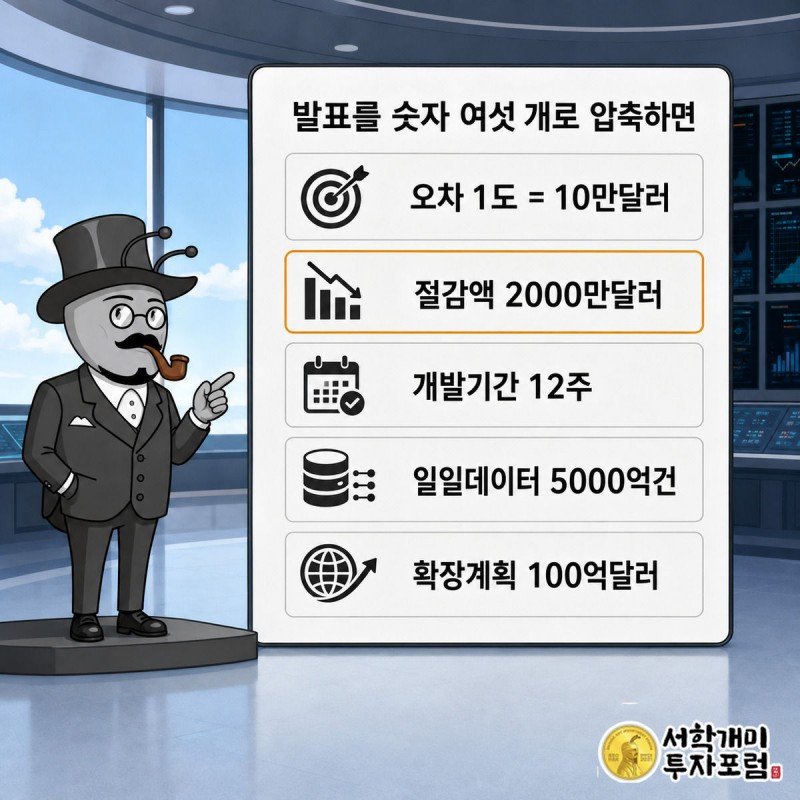전광판에 뜬 여섯 개 수치 위젯을 부자개미가 발판 위에서 하나씩 짚어가며 확인한다