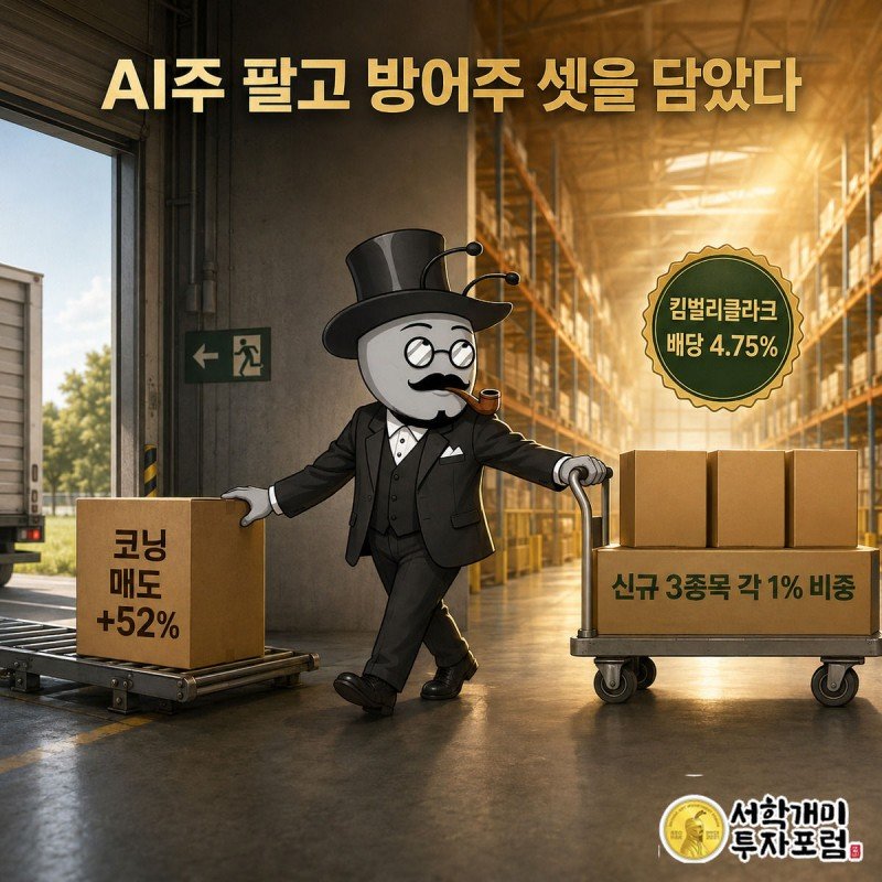 개미가 코닝 상자를 창고 밖으로 내보내고 뱅크오브뉴욕멜론·킴벌리클라크·마이크론 상자를 새로 들여놓는 장면