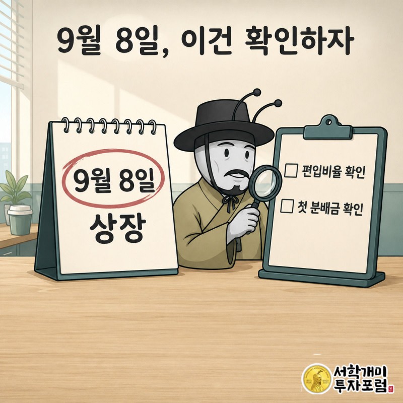 9월 8일 달력 앞에서 체크리스트를 확인하는 서민개미