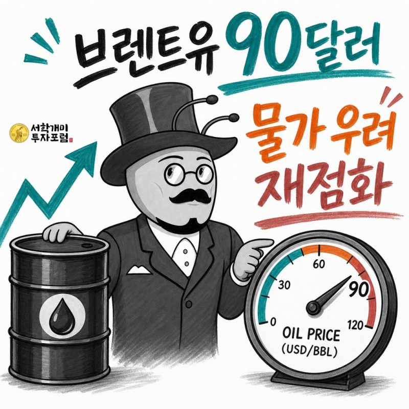 브렌트유 90달러와 물가 재상승 우려를 비교하는 서학개미 기자