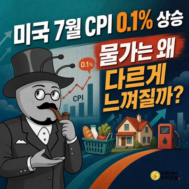 미국 7월 CPI 0.1% 상승을 설명하는 서학개미 기자