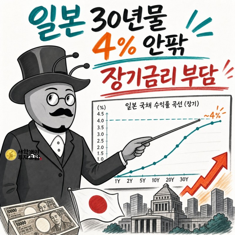 일본 30년물 국채금리 4% 안팎의 부담을 설명하는 서학개미 기자