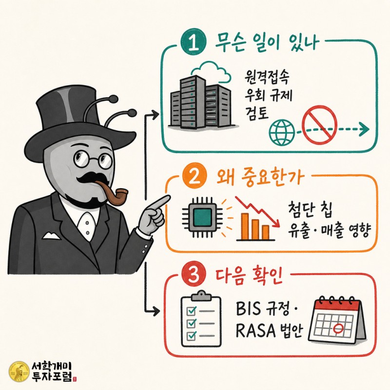 엔비디아 원격접속 규제의 사건·영향·다음 확인점을 설명하는 원본 서학개미 기자