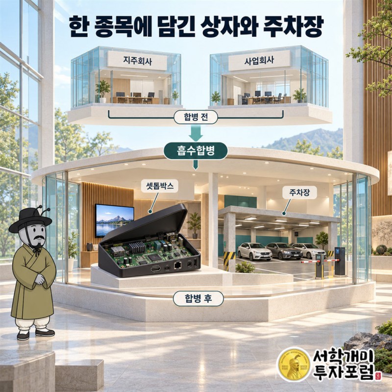 휴맥스 — 한 종목에 담긴 상자와 주차장 도판