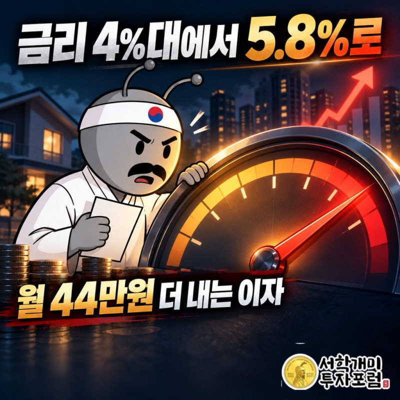 금리 4%대 초반에서 5.8%로 갱신