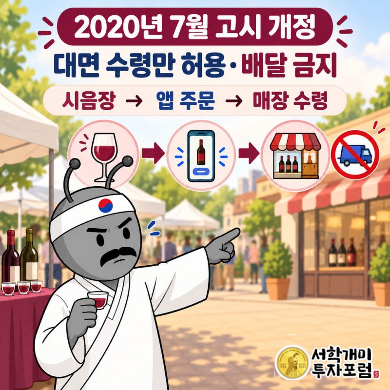 2020년 7월 국세청 고시 개정으로 스마트오더(앱 주문)가 허용됐지만 매장 대면 수령만 가능하고 배달은 금지