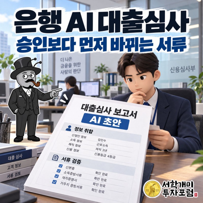 하나은행은 가계 신용대출 심사에 필요한 정보를 모아 보고서 초안을 작성하는 데 AI를 활용한다.