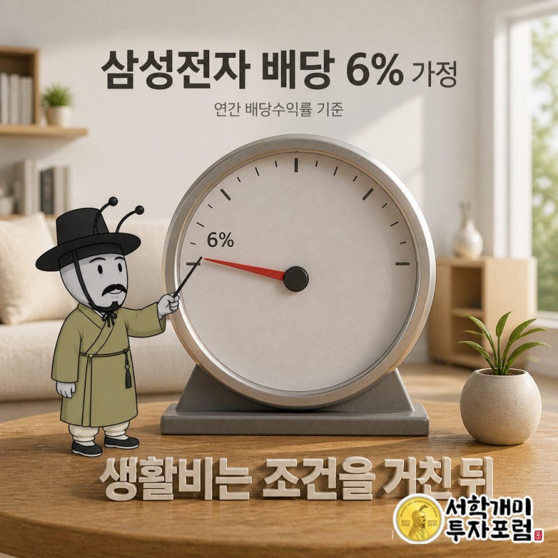 기사의 비교 사례는 고배당기업 주식의 시가배당률을 6%로 가정한다.