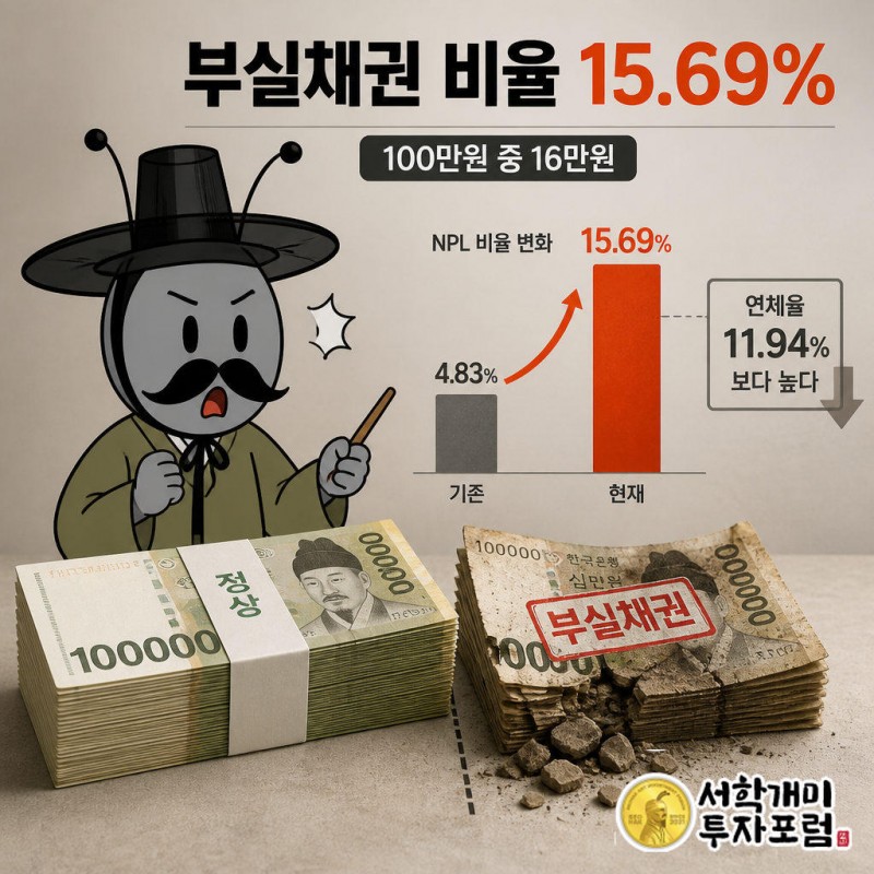 고정이하여신(NPL) 비율은 4.83%에서 15.69%로 약 3.25배가 됐다