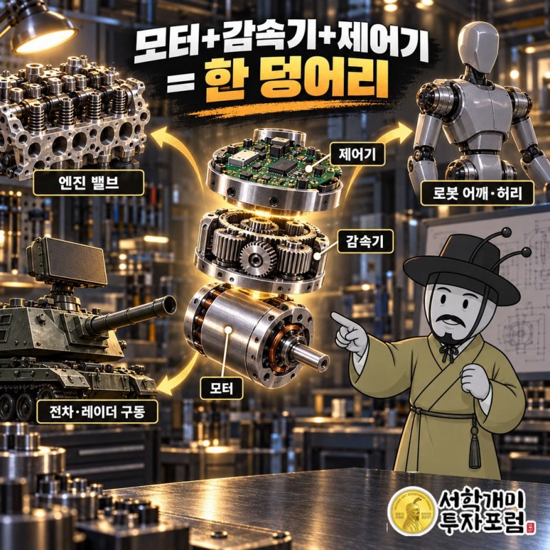 삼현(437730): 1988년 9월 서른 살 황성호가 창원에 세운 차량용 모터·제어기 회사. 2014년 국내 최초 DCT 모터 양산, 2019년 현대차 세계 최초 CVVD(스마트스트림 G1.6 T-GDi, 쏘나타 터보 최초) 전용 액추에이터 양산 → 2024년 매출 1,004억원 중 CVVD 48%·DCT 19%·방산 11%. 2025년 매출 950억원(-5.4%)·영업이익 8억원(-85.4%), 2026 상반기 매출 398억원(-22.3%)·영업손실 79억원, 고객 A 179억원(-23.6%)·B 126억원(-20.1%)으로 두 곳이 77%, 가동률 65.5%→53.2%→38.5%, 연구개발비 84억원. 모터·감속기·제어기 3-in-1을 로봇·방산으로(EV솔루션 2024-08, 케이스랩 61.6% 2025-05, 고하중 AMR, 북미 휴머노이드 어깨·허리 관절 프로젝트), 상반기 로봇·항공 매출 13억원(3%). 계기는 2026-10-08 자기전환사채만기전취득결정 — 2025-10 무이자 1회차 CB 485억원(전환가 32,672원, 10/29 전환 개시) 중 97억원(20%)을 100.1%에 매도청구권으로 자기자금 취득, 잔액 388억원, 처리 방법은 추후 이사회 — 모터+감속기+제어기 = 한 덩어리 도판