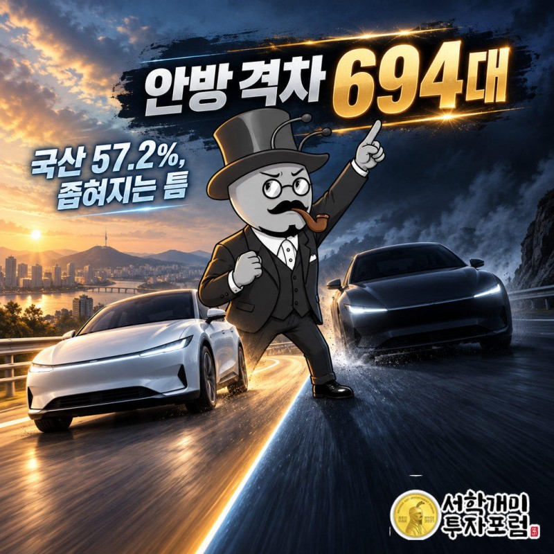 국산 전기차 국내 점유율 2022년 75%에서 2025년 57.2%로 하락