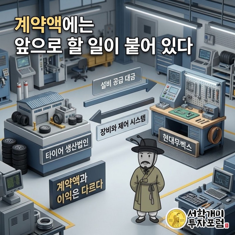 현대무벡스 타이어 공장 물류자동화와 동일 현장 신축·증설 재참여 — 계약액에는 앞으로 할 일이 붙어 있다 도판