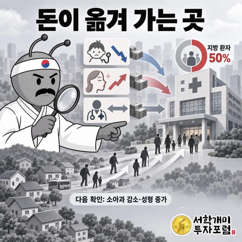 꼭 가야 하는 진료는 제자리, 골라서 가는 진료는 커지고 인구가 빠진 자리는 줄었다