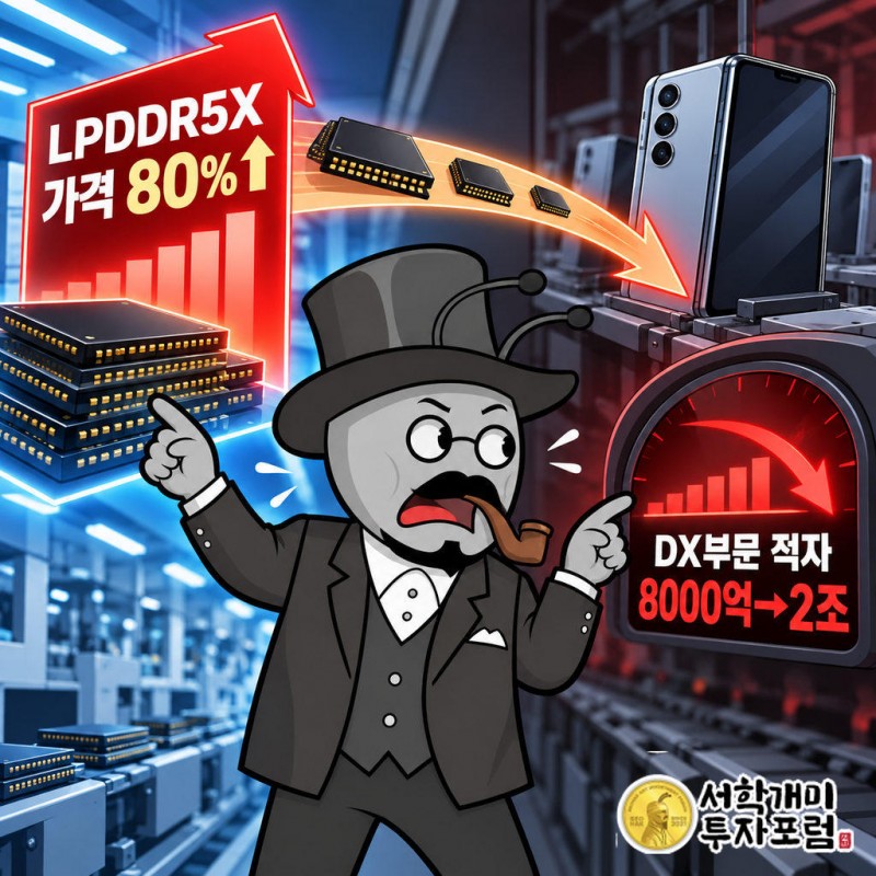 모바일용 LPDDR5X 값이 2분기보다 약 80% 상승