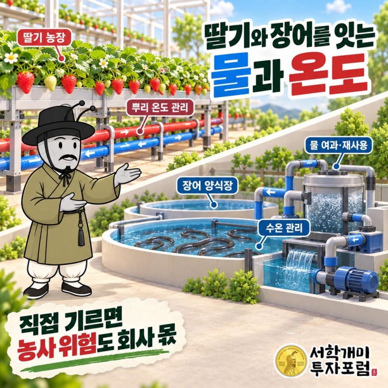 그린플러스: 국내 직접 재배와 호주 온실 판매, 같은 기술의 대금·위험을 계약 상대가 가르는 회사 이야기. 2026-09-22 CB 취득 계기. — 딸기와 장어를 잇는 물과 온도 도판