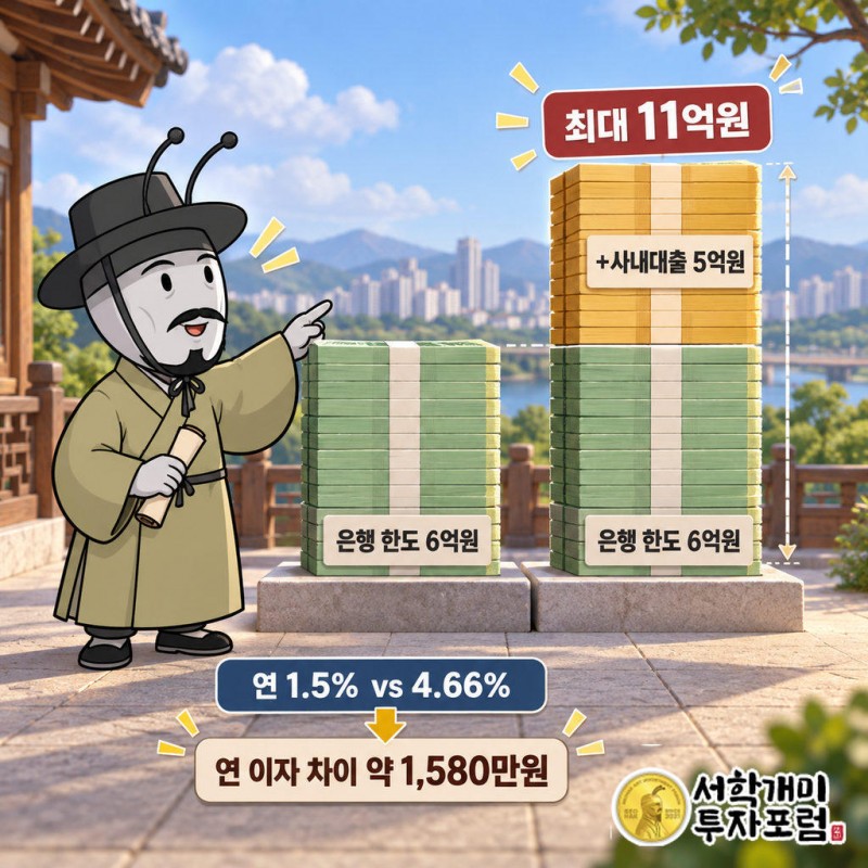 은행 주담대 상한 6억원에 사내대출 5억원이 더해져 최대 11억원까지 가능