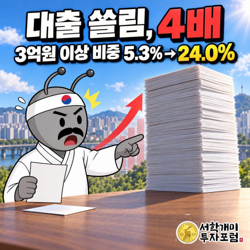 3억원 이상 대출 비중 5.3%→24.0%