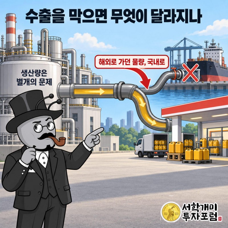 수출을 막으면 그 물량이 국내에서 판매될 수 있어 가격 부담을 낮추는 방향으로 작용할 수 있음
