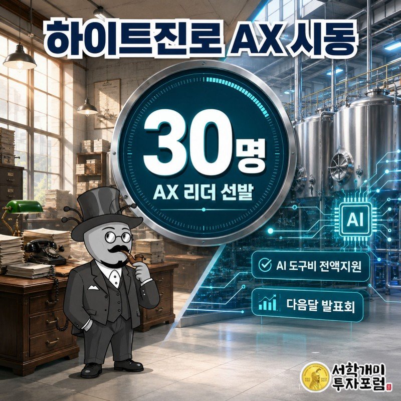 낡은 사무실과 시안빛 AI 대시보드로 대각선 분할된 화면 경계에 선 개미가 결의에 찬 표정을 짓고, 오른쪽 상단 위젯에 30명이라는 숫자가 강조돼 있다