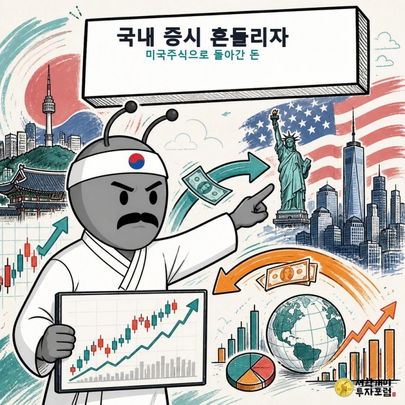 국내 증시 조정 뒤 미국주식으로 이동한 자금을 설명하는 동학개미