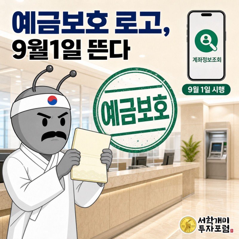 은행 창구에서 서민개미가 예금보호 초록 스탬프가 찍힌 통장을 들어 올리며 확인하는 모습