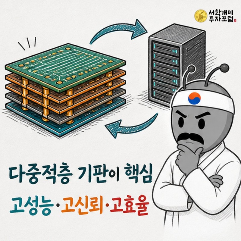다중적층 기판과 AI 서버의 연결 구조를 살피는 동학개미 기자