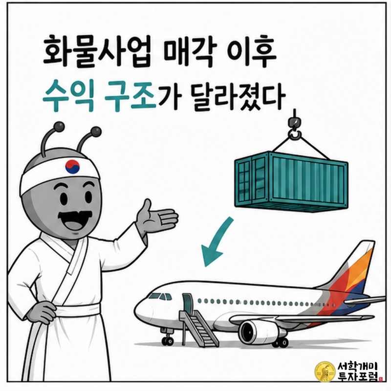 화물사업 매각 뒤 아시아나항공 수익구조 변화를 설명하는 동학개미