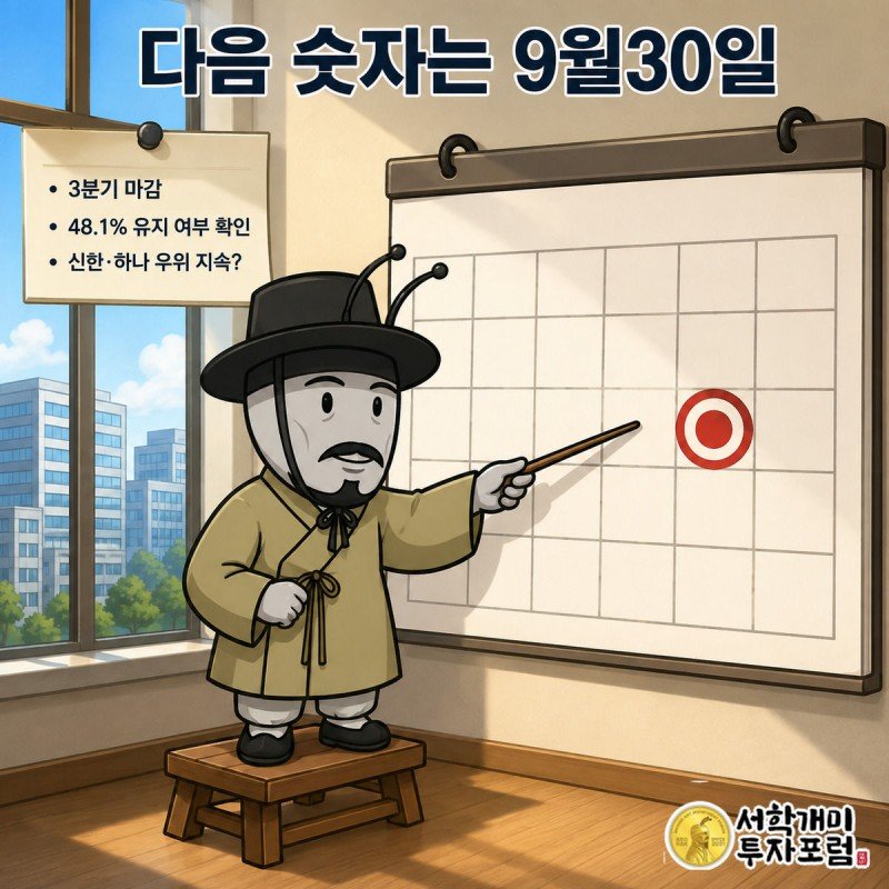 개미가 9월30일이 표시된 달력을 짚으며 3분기 퇴직연금 통계 발표를 기다리는 모습의 삽화