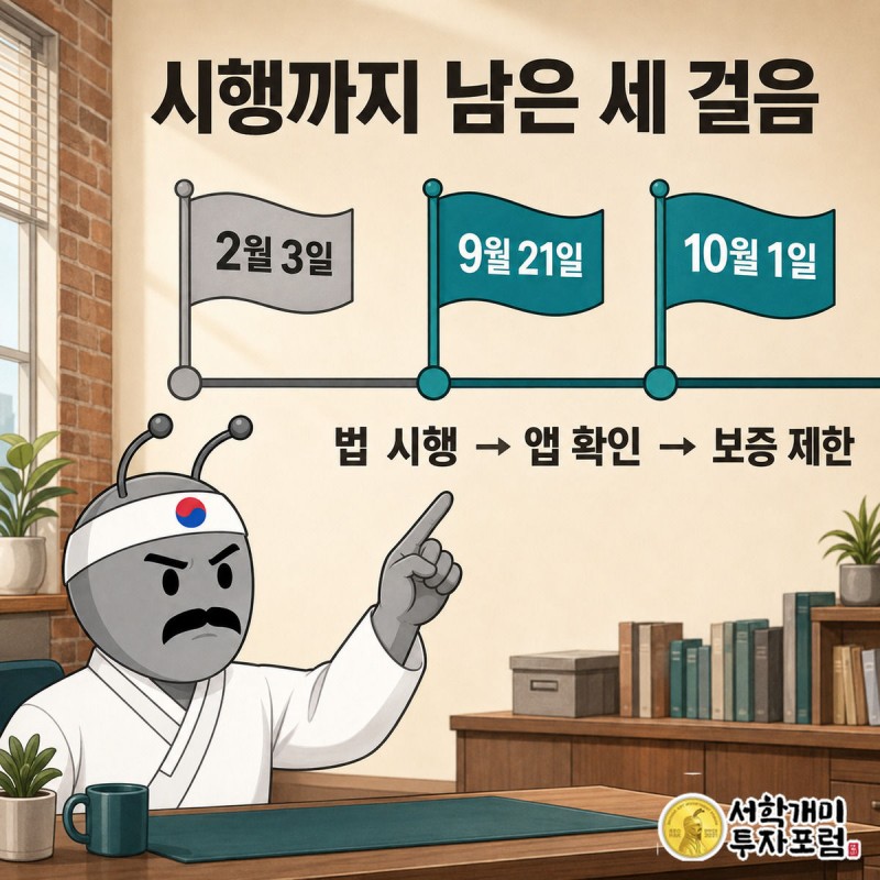 신용정보법 시행령부터 반환보증 제한까지 세 날짜를 순서대로 표시한 타임라인 그림