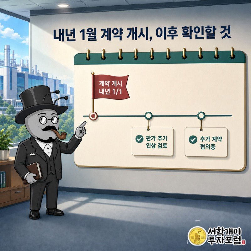 부자개미가 달력에서 내년 1월 1일 계약 개시일을 짚으며 확인할 항목을 점검하는 장면