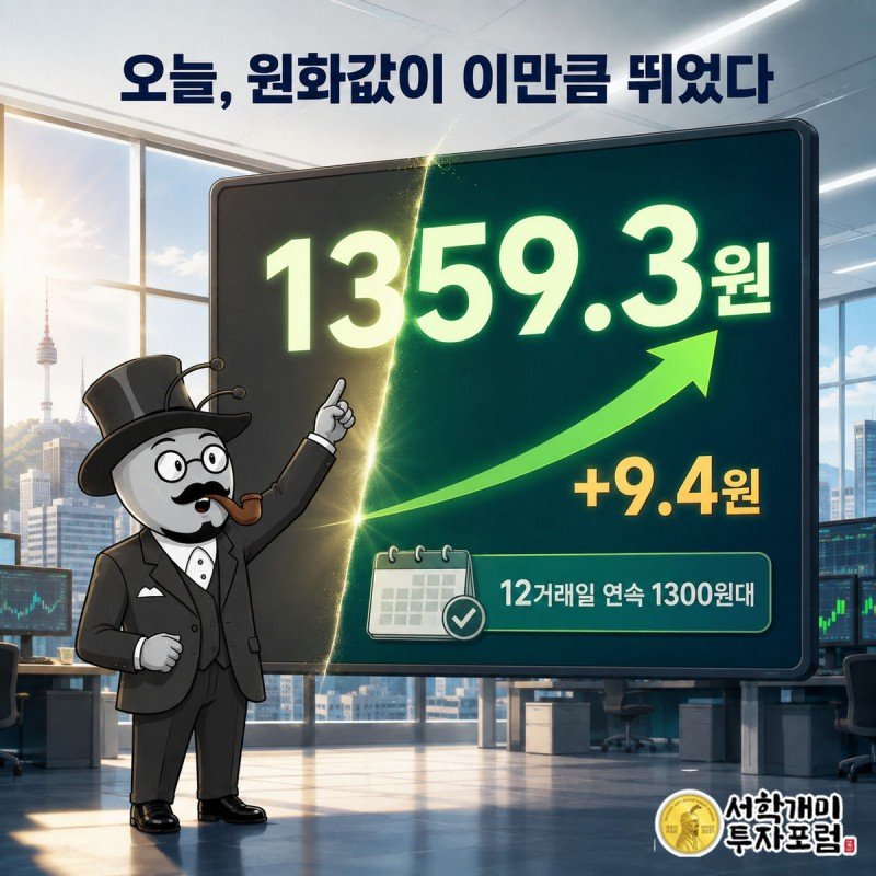 외환 딜링룸 시세판 앞에서 1359.3원으로 오른 숫자를 올려다보며 놀라는 개미