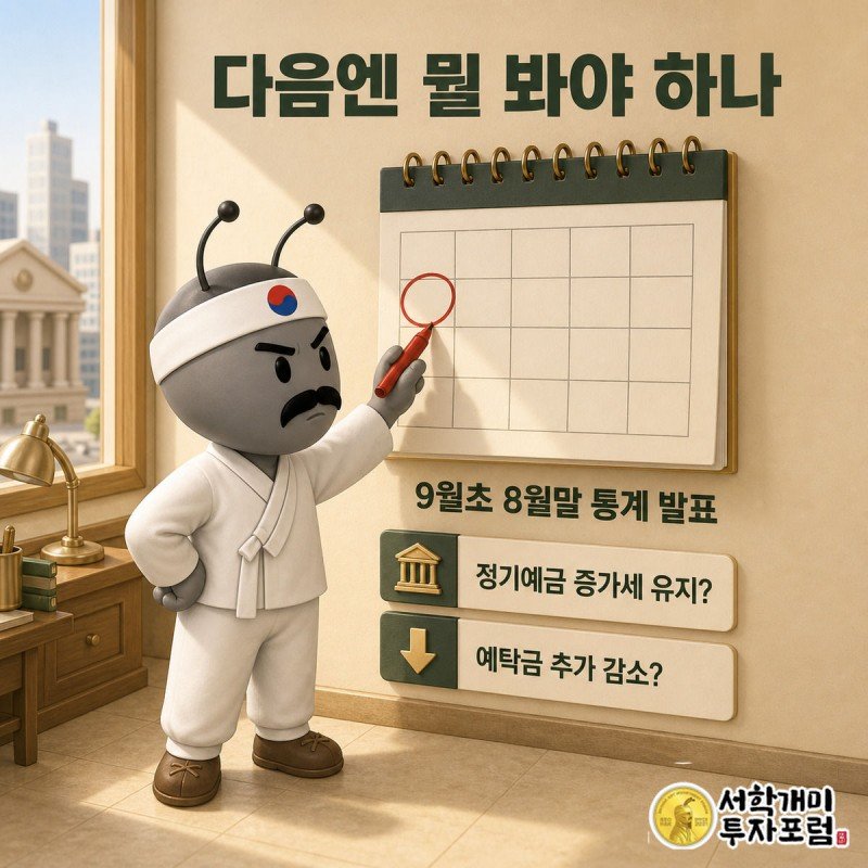 개미가 9월 달력 초순 날짜에 동그라미를 치며 다음 통계 발표를 기다리는 이미지