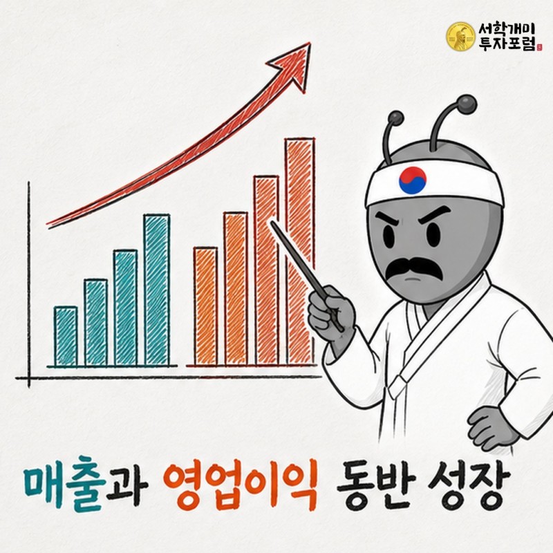 매출과 영업이익 동반 성장을 설명하는 동학개미 기자