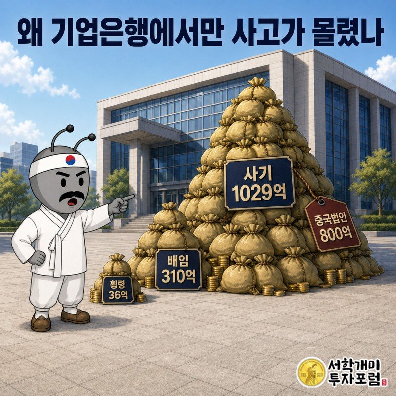 기업은행 금융사고 유형별 금액을 돈자루 크기로 비교한 인포그래픽