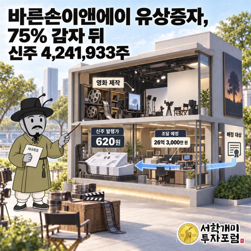 바른손이앤에이 커버 — 바른손이앤에이 유상증자, 75% 감자 뒤 신주 4,241,933주