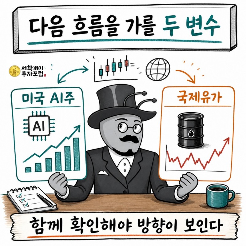미국 AI주와 국제유가를 다음 국내 증시 변수로 확인하는 서학개미 기자
