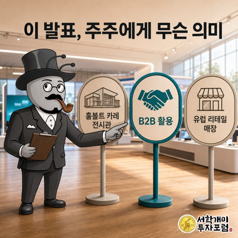 개미가 공개 장소, B2B 활용 방식, 한국어 미지원 등 세 가지 정보 카드를 확인하는 장면
