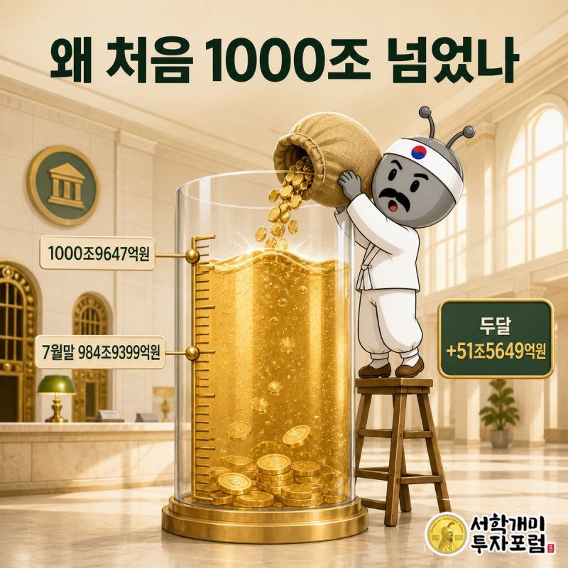 거대한 유리 저금 탱크에 개미가 동전을 쏟아부어 눈금이 1000조를 넘는 순간을 보여주는 인포그래픽