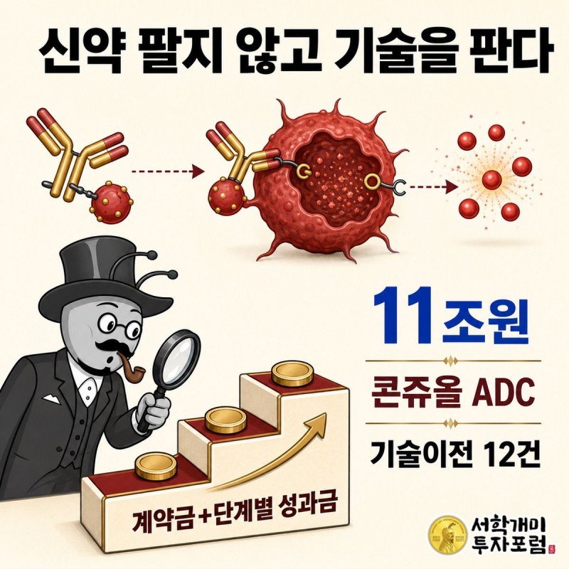 개미가 확대경으로 항체가 암세포에 약물을 전달하는 과정을 들여다보는 인포그래픽