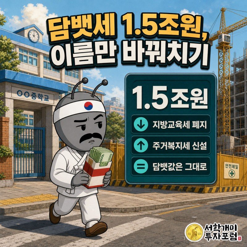 서민개미가 담뱃갑 모양 돈다발을 들고 학교에서 공사장 쪽으로 걸어가며 의심스러운 표정을 짓는 표지 이미지