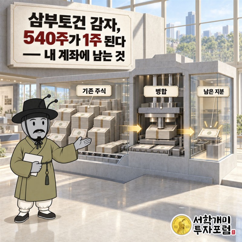 삼부토건 커버 — 삼부토건 감자, 540주가 1주 된다 — 내 계좌에 남는 것